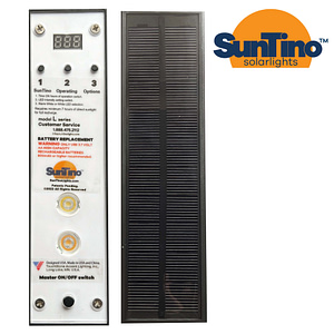 The Suntino solar panel with a digital display offers efficient landscape solar lighting.