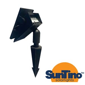 A premium SOLAR FLOOD- Ground Stake with the word suntino on it.