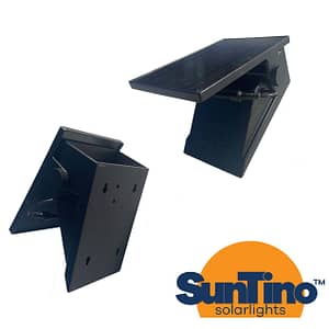 Two premium SOLAR FLOOD- Wall Pack panels with the Suntino logo on them.