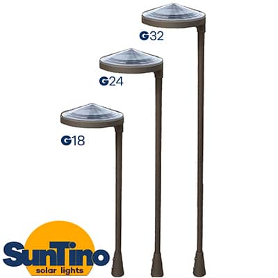 Four different types of outdoor solar lights.
